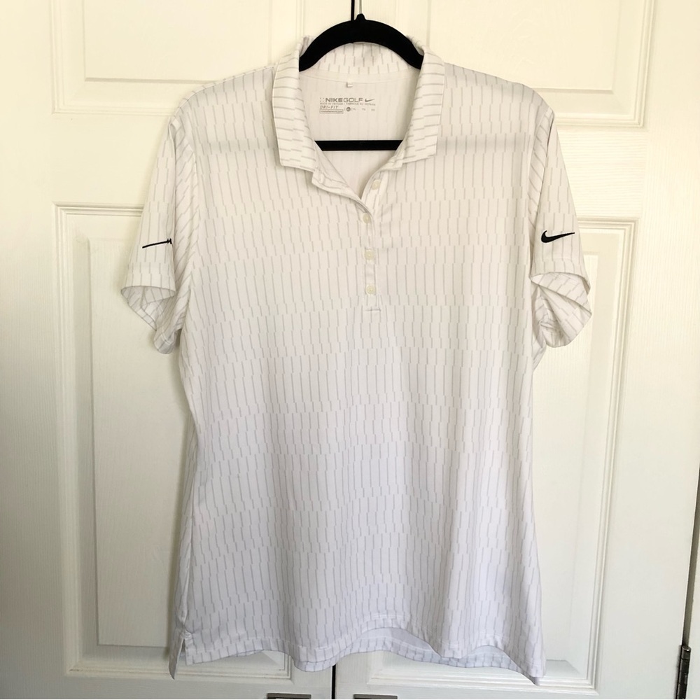Women’s Nike Golf Dri Fit Polo White with Light Grey Size XL